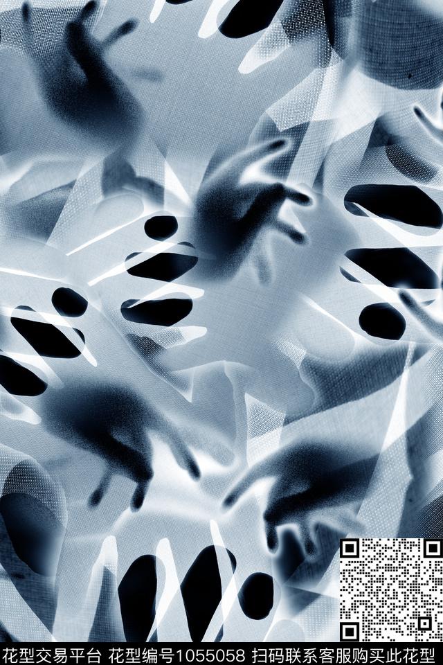 抽象男装行为艺术数码印花华亿平台下载（图片编号: 1055058） - 瓦栏（Walan）