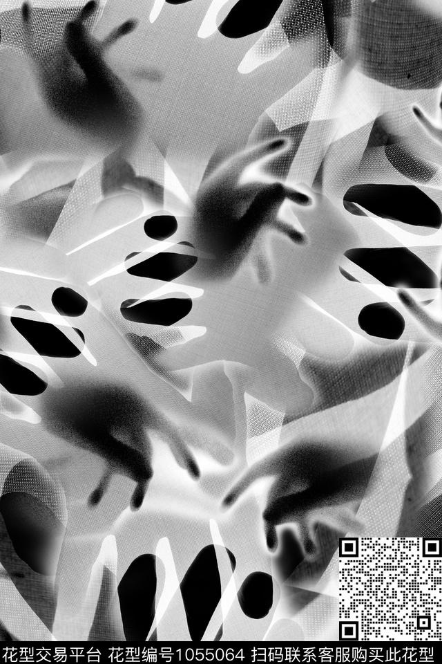 抽象男装行为艺术数码印花华亿平台下载（图片编号: 1055064） - 瓦栏（Walan）