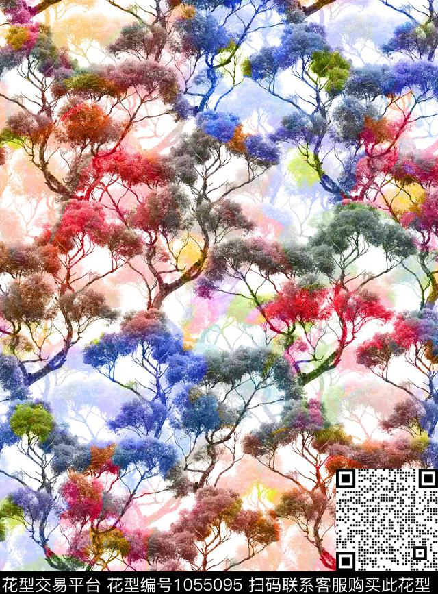 数码华亿平台植物渐变数码印花华亿平台下载（图片编号: 1055095） - 瓦栏（Walan）