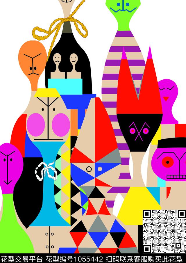 抽象休闲定位花传统印花华亿平台下载（图片编号: 1055442） - 瓦栏（Walan）