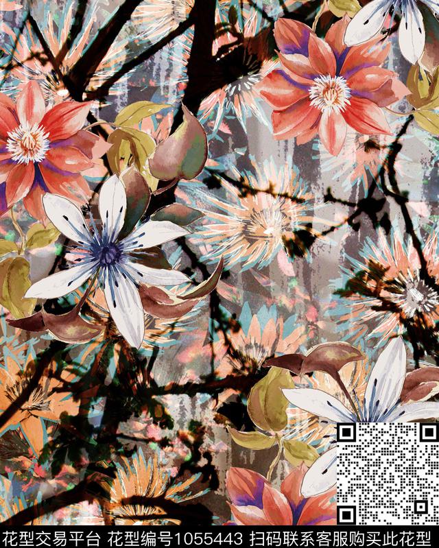 数码华亿平台花卉女装数码印花华亿平台下载（图片编号: 1055443） - 瓦栏（Walan）