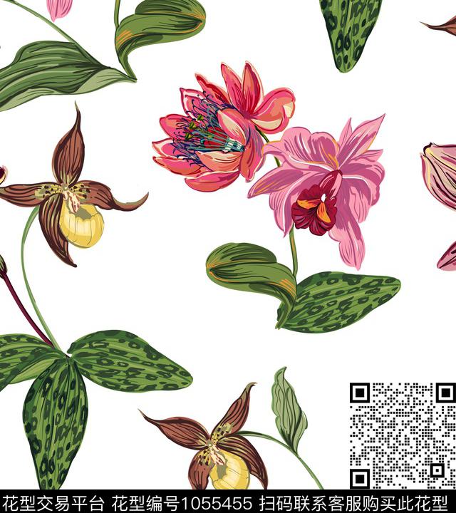 创意花卉坯布数码印花华亿平台下载（图片编号: 1055455） - 瓦栏（Walan）