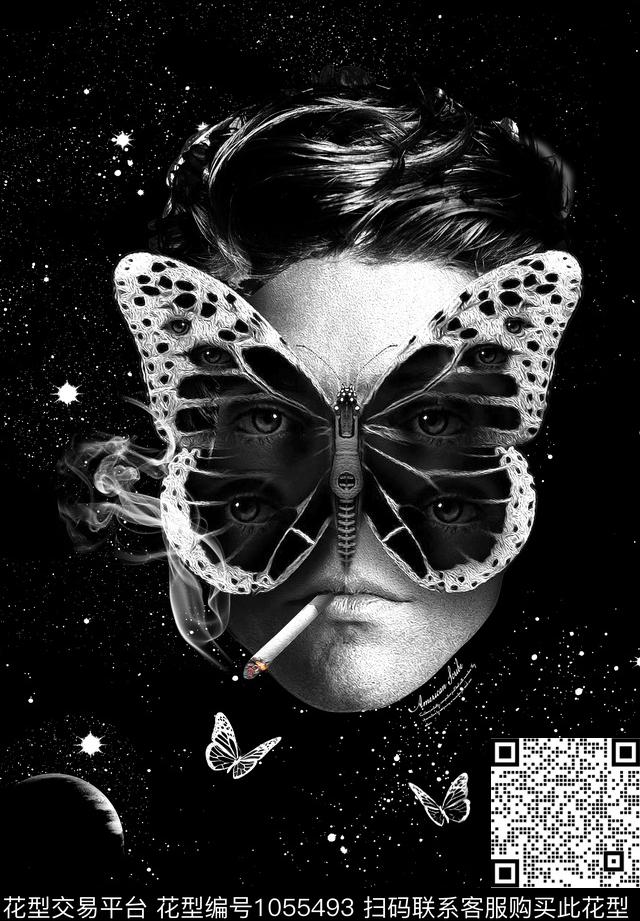 人物抽象潮牌数码印花华亿平台下载（图片编号: 1055493） - 瓦栏（Walan）