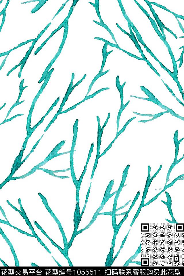 水彩树枝衬衫T恤简单纹理数码印花华亿平台下载（图片编号: 1055511） - 瓦栏（Walan）
