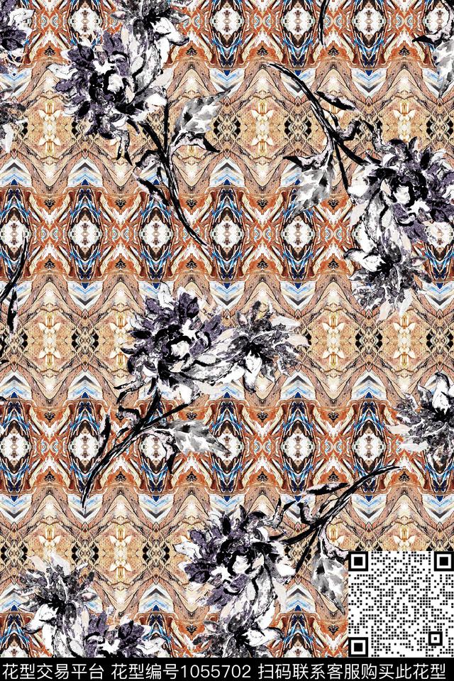 条纹民族风小碎花数码印花华亿平台下载（图片编号: 1055702） - 瓦栏（Walan）