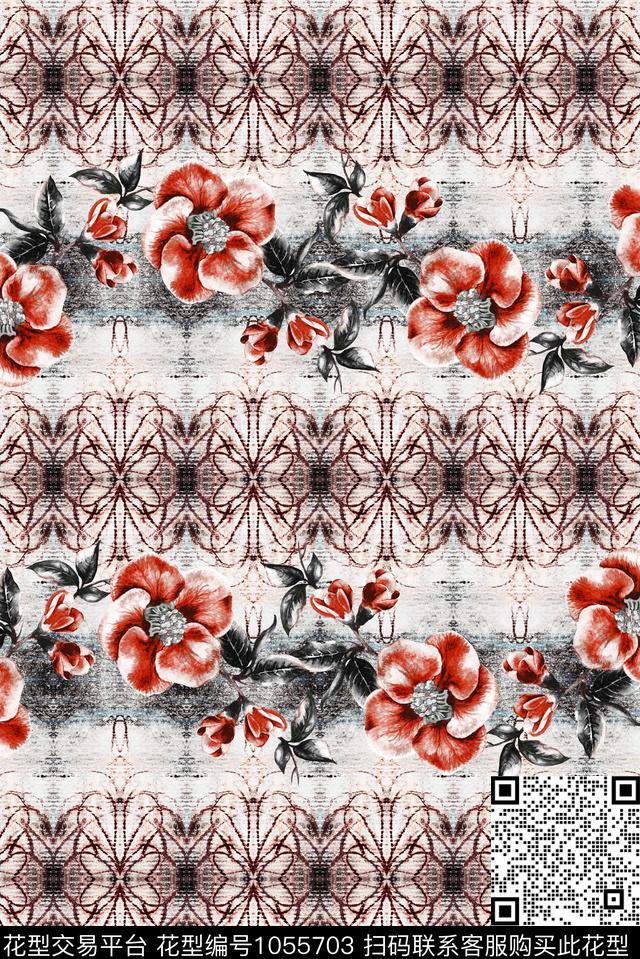 条纹民族风小碎花数码印花华亿平台下载（图片编号: 1055703） - 瓦栏（Walan）