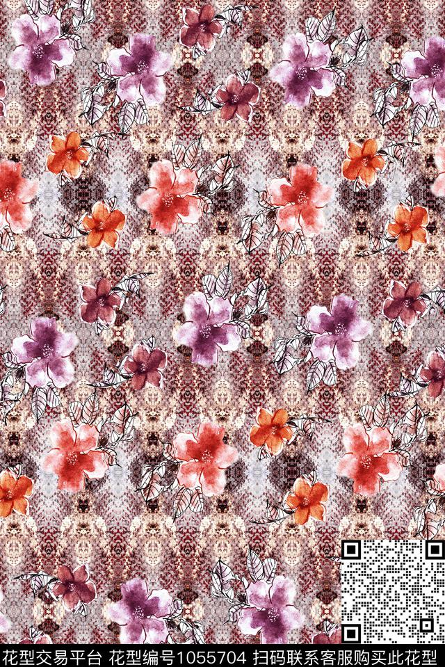 条纹民族风小碎花数码印花华亿平台下载（图片编号: 1055704） - 瓦栏（Walan）