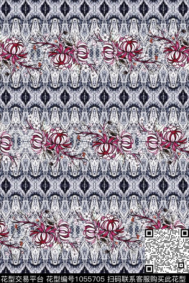 条纹民族风小碎花数码印花华亿平台下载（图片编号: 1055705） - 瓦栏（Walan）
