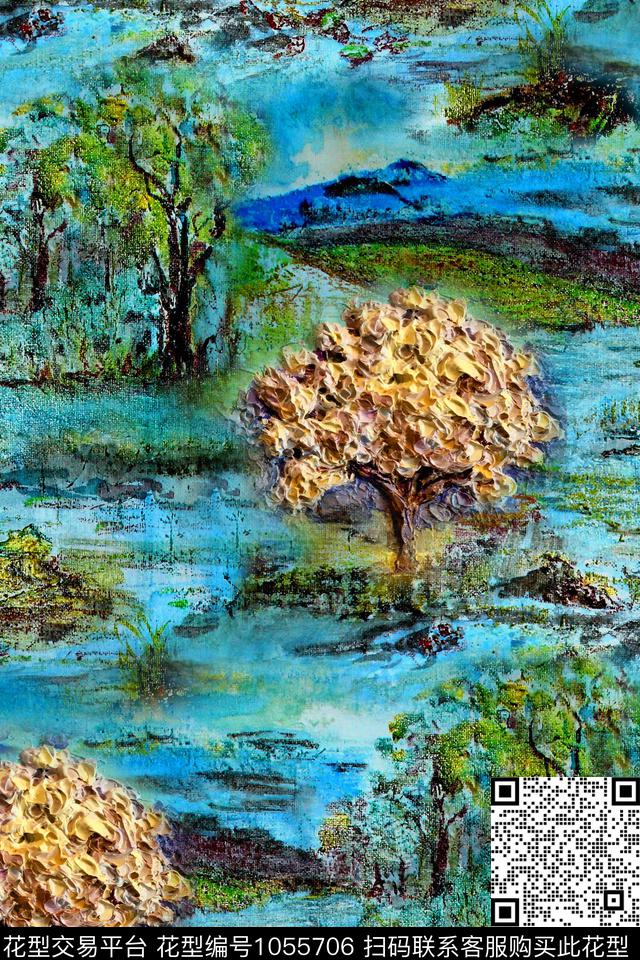 肌理油画华亿平台风景景观数码印花华亿平台下载（图片编号: 1055706） - 瓦栏（Walan）