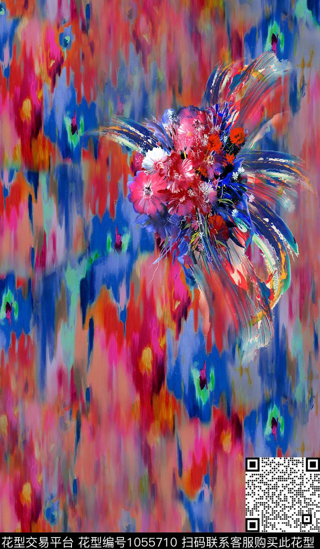 肌理花卉油画华亿平台数码印花华亿平台下载（图片编号: 1055710） - 瓦栏（Walan）