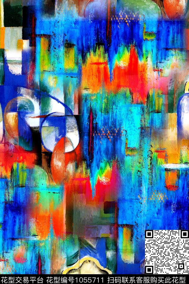 抽象几何纹理数码印花华亿平台下载（图片编号: 1055711） - 瓦栏（Walan）