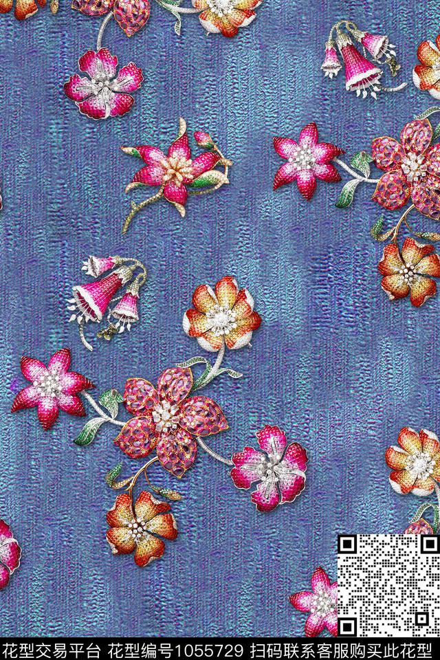 肌理花卉珠宝宝石数码印花华亿平台下载（图片编号: 1055729） - 瓦栏（Walan）