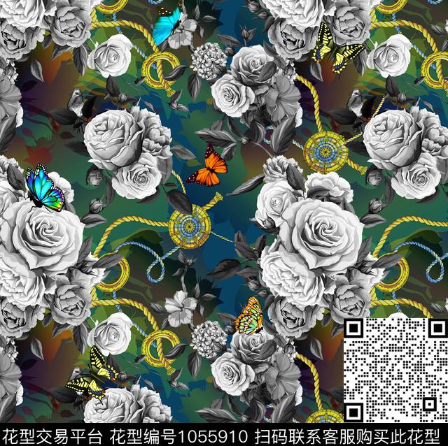 数码华亿平台抽象花卉抽象男装数码印花华亿平台下载（图片编号: 1055910） - 瓦栏（Walan）