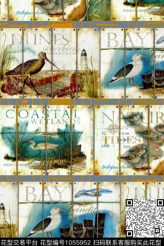 鸟休闲几何数码印花华亿平台下载（图片编号: 1055952） - 瓦栏（Walan）