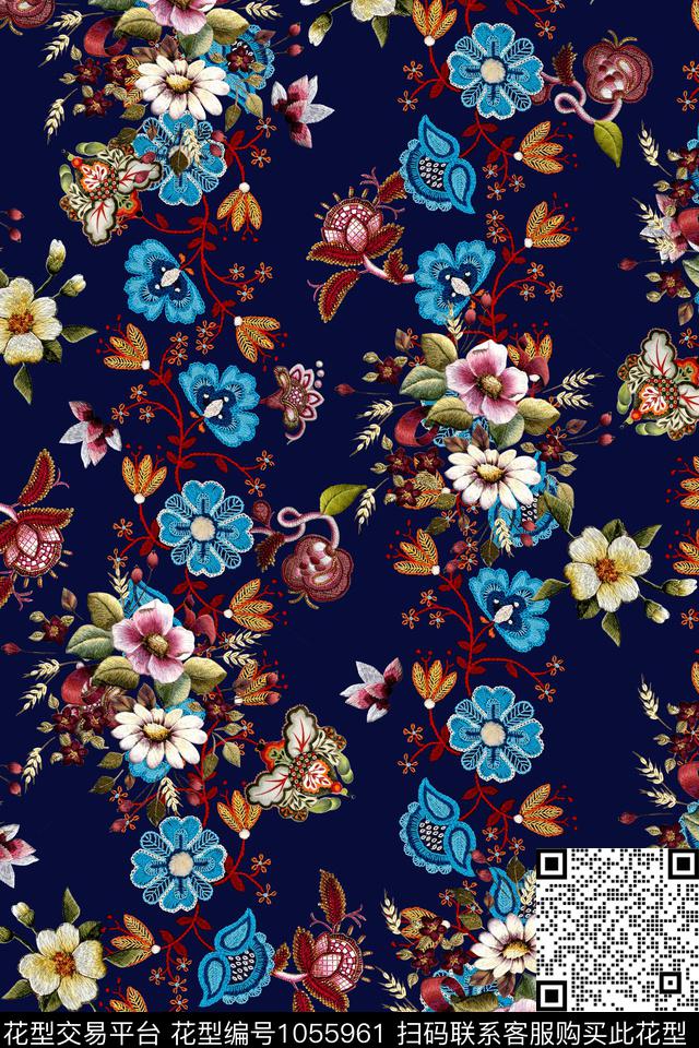 民族风花卉绣花华亿平台数码印花华亿平台下载（图片编号: 1055961） - 瓦栏（Walan）