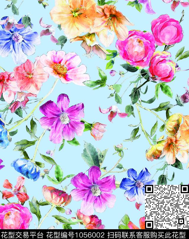 数码华亿平台花卉大牌风数码印花华亿平台下载（图片编号: 1056002） - 瓦栏（Walan）