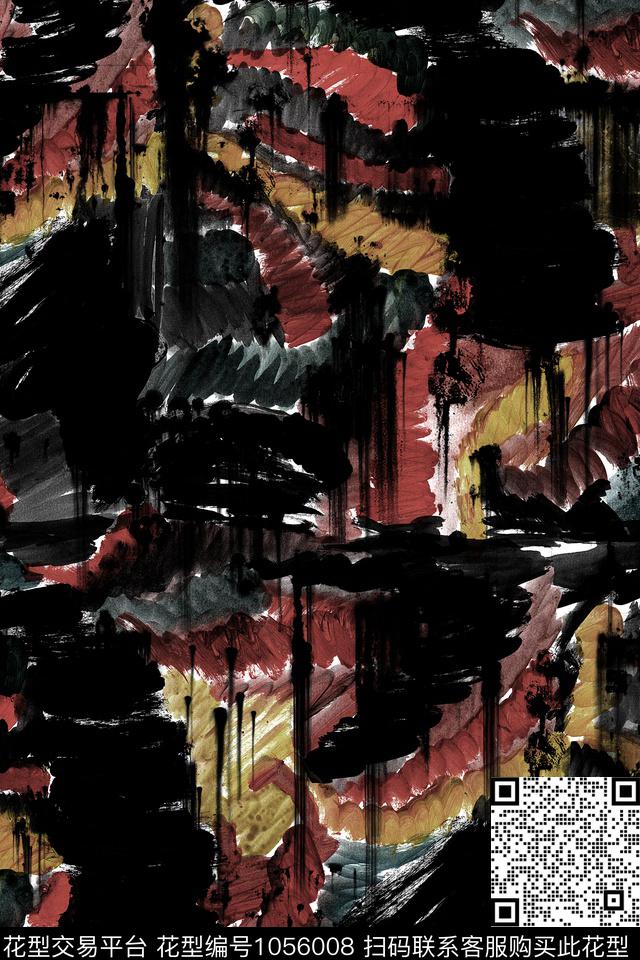 抽象手绘手绘油画Fei-水彩油画数码印花华亿平台下载（图片编号: 1056008） - 瓦栏（Walan）