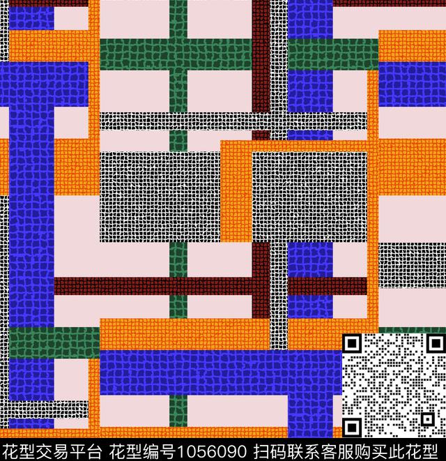 几何纹理混合拼接传统印花华亿平台下载（图片编号: 1056090） - 瓦栏（Walan）