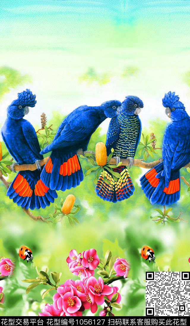 花卉鹦鹉风景景观数码印花华亿平台下载（图片编号: 1056127） - 瓦栏（Walan）