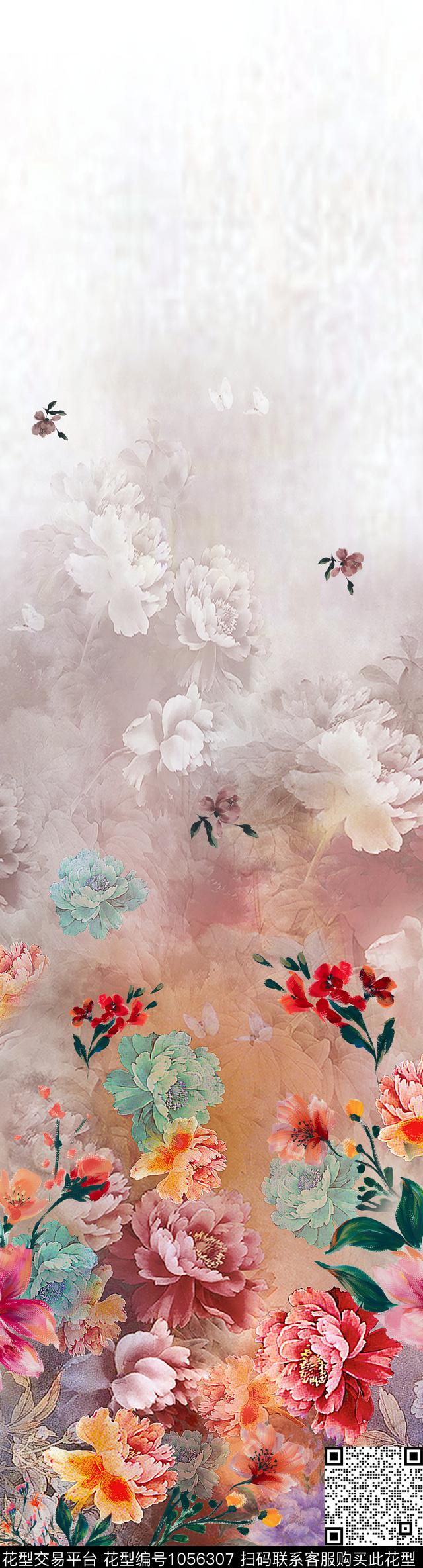 大花香云纱牡丹数码印花华亿平台下载（图片编号: 1056307） - 瓦栏（Walan）