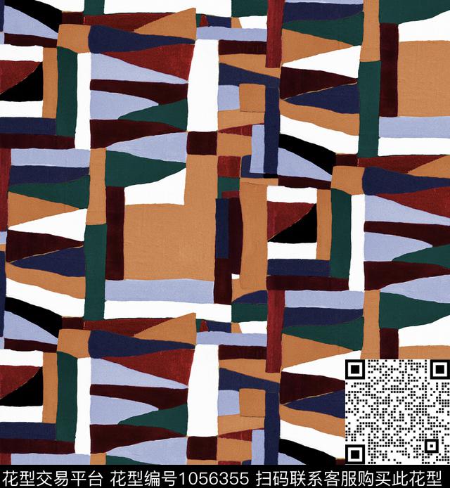 几何大牌风笔触数码印花华亿平台下载（图片编号: 1056355） - 瓦栏（Walan）