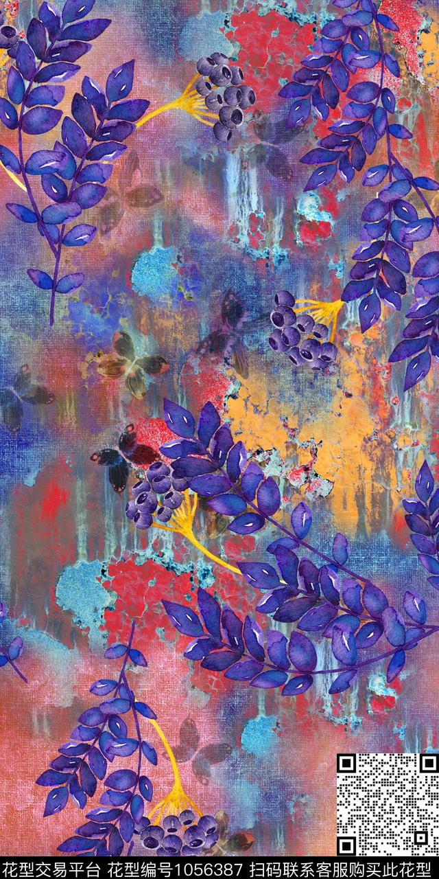 抽象花卉抽象底纹炫彩底纹数码印花华亿平台下载（图片编号: 1056387） - 瓦栏（Walan）