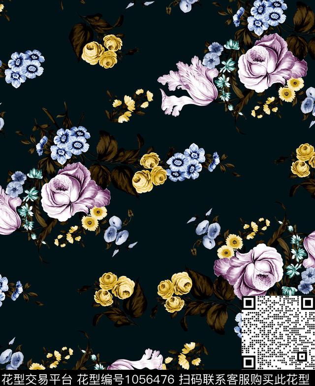 数码华亿平台花卉大牌风数码印花华亿平台下载（图片编号: 1056476） - 瓦栏（Walan）