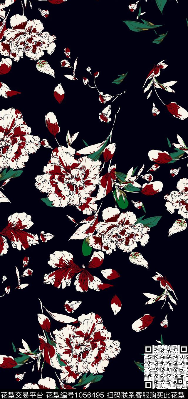 数码华亿平台民族风花卉传统印花华亿平台下载（图片编号: 1056495） - 瓦栏（Walan）
