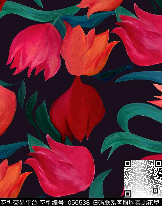 数码华亿平台花卉大牌风数码印花华亿平台下载（图片编号: 1056538） - 瓦栏（Walan）