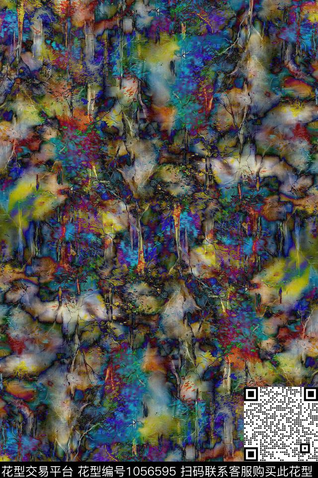 抽象油画华亿平台炫彩数码印花华亿平台下载（图片编号: 1056595） - 瓦栏（Walan）