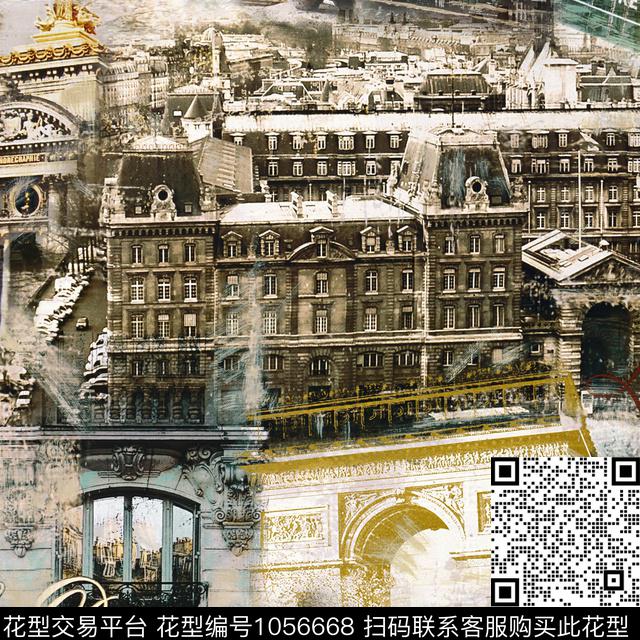 建筑复古欧洲数码印花华亿平台下载（图片编号: 1056668） - 瓦栏（Walan）