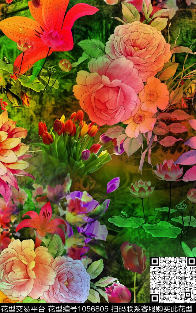 数码华亿平台花卉女装数码印花华亿平台下载（图片编号: 1056805） - 瓦栏（Walan）