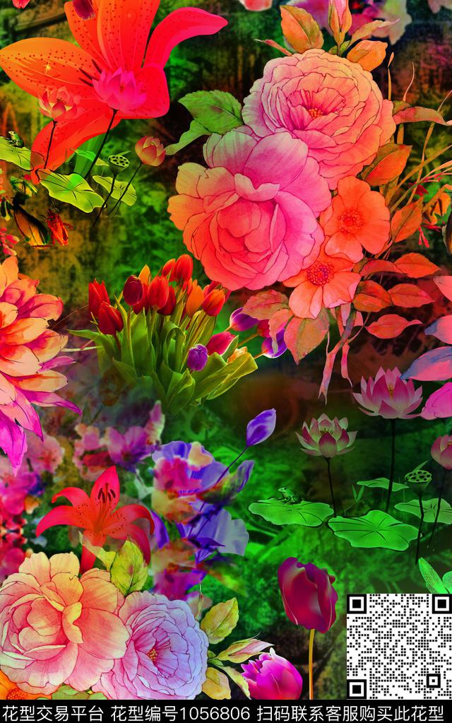 数码华亿平台花卉女装数码印花华亿平台下载（图片编号: 1056806） - 瓦栏（Walan）