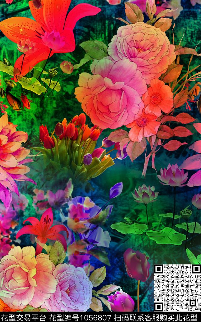数码华亿平台花卉女装数码印花华亿平台下载（图片编号: 1056807） - 瓦栏（Walan）