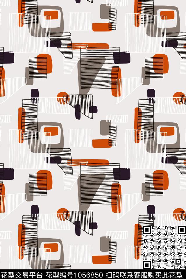 格子抽象几何数码印花华亿平台下载（图片编号: 1056850） - 瓦栏（Walan）