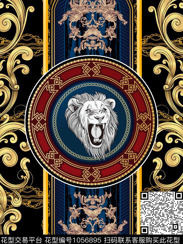 狮子欧式花边欧洲数码印花华亿平台下载（图片编号: 1056895） - 瓦栏（Walan）