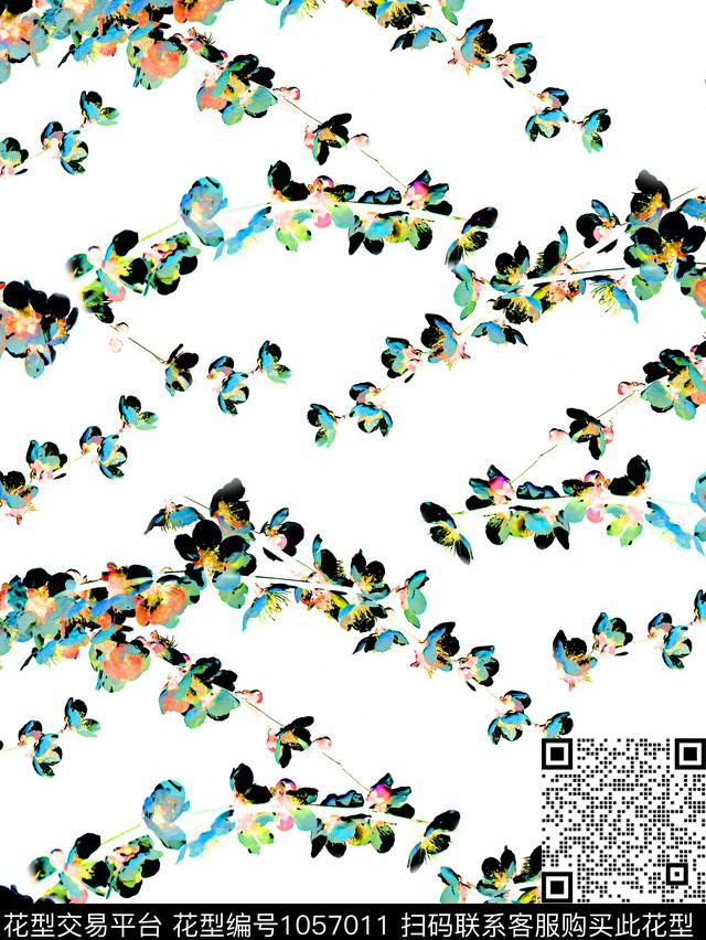 花卉桃花国画花卉数码印花华亿平台下载（图片编号: 1057011） - 瓦栏（Walan）