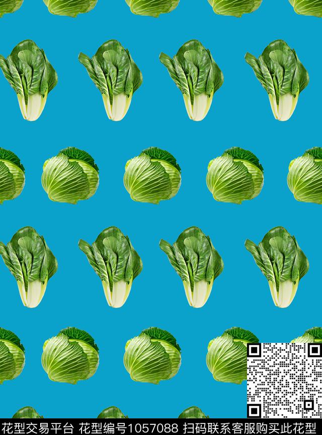 蔬菜青菜包菜数码印花华亿平台下载（图片编号: 1057088） - 瓦栏（Walan）