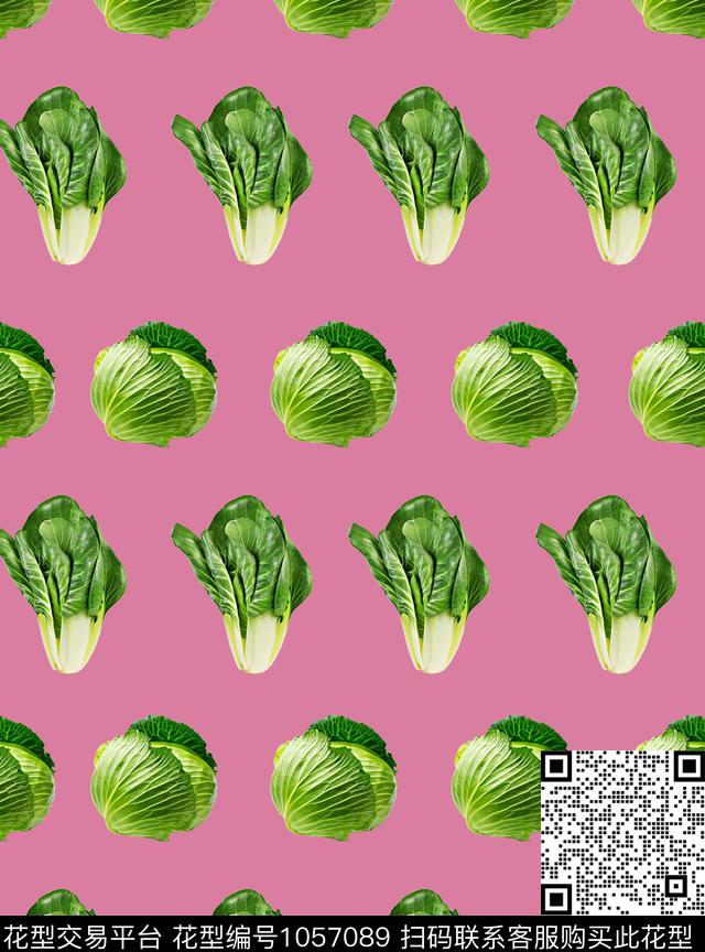 蔬菜青菜包菜数码印花华亿平台下载（图片编号: 1057089） - 瓦栏（Walan）