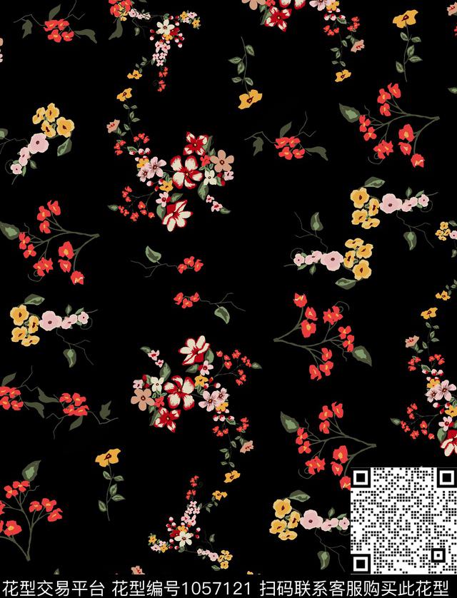 植物花卉手绘花卉数码印花华亿平台下载（图片编号: 1057121） - 瓦栏（Walan）