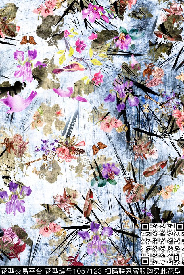 植物花卉手绘花卉数码印花华亿平台下载（图片编号: 1057123） - 瓦栏（Walan）