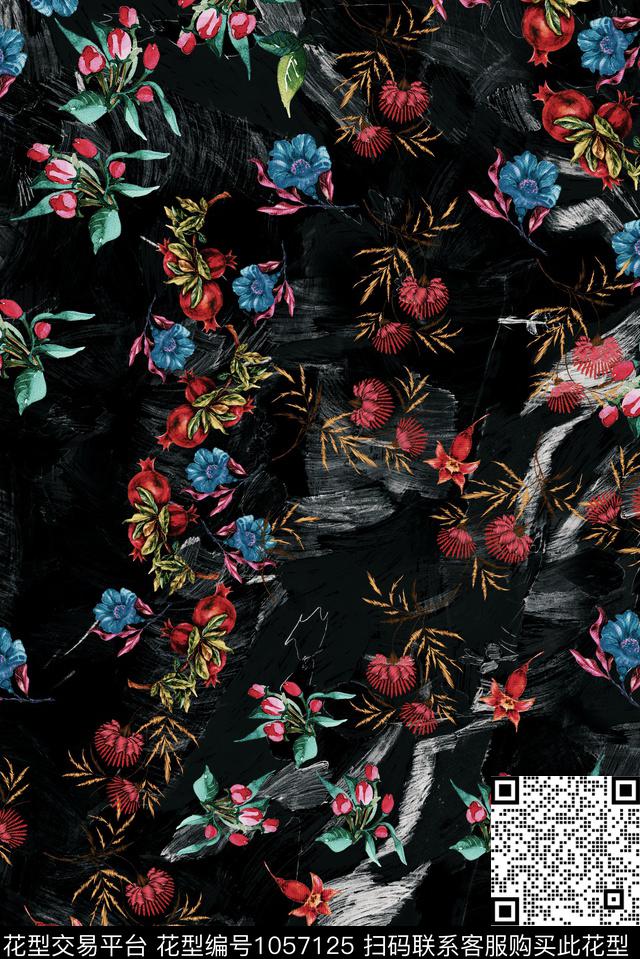 植物花卉手绘花卉数码印花华亿平台下载（图片编号: 1057125） - 瓦栏（Walan）