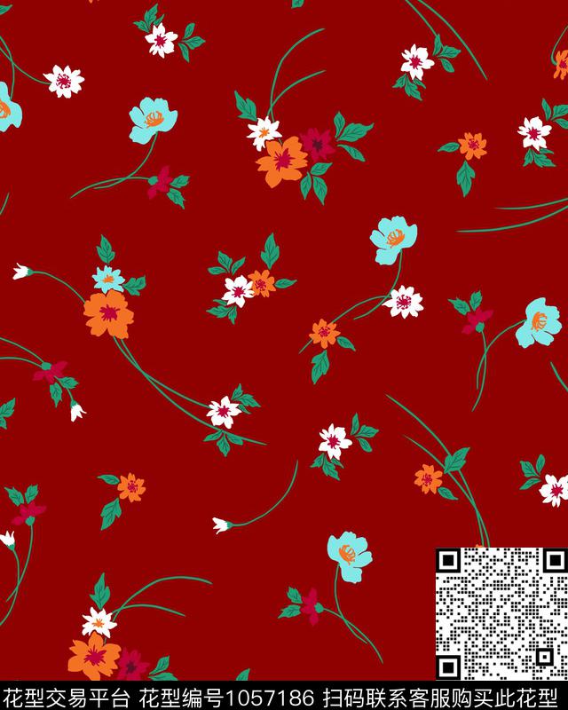 小碎花女装复古传统印花华亿平台下载（图片编号: 1057186） - 瓦栏（Walan）