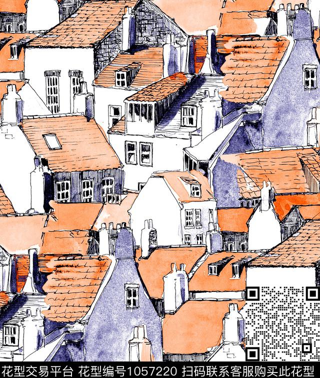 数码华亿平台插画建筑数码印花华亿平台下载（图片编号: 1057220） - 瓦栏（Walan）