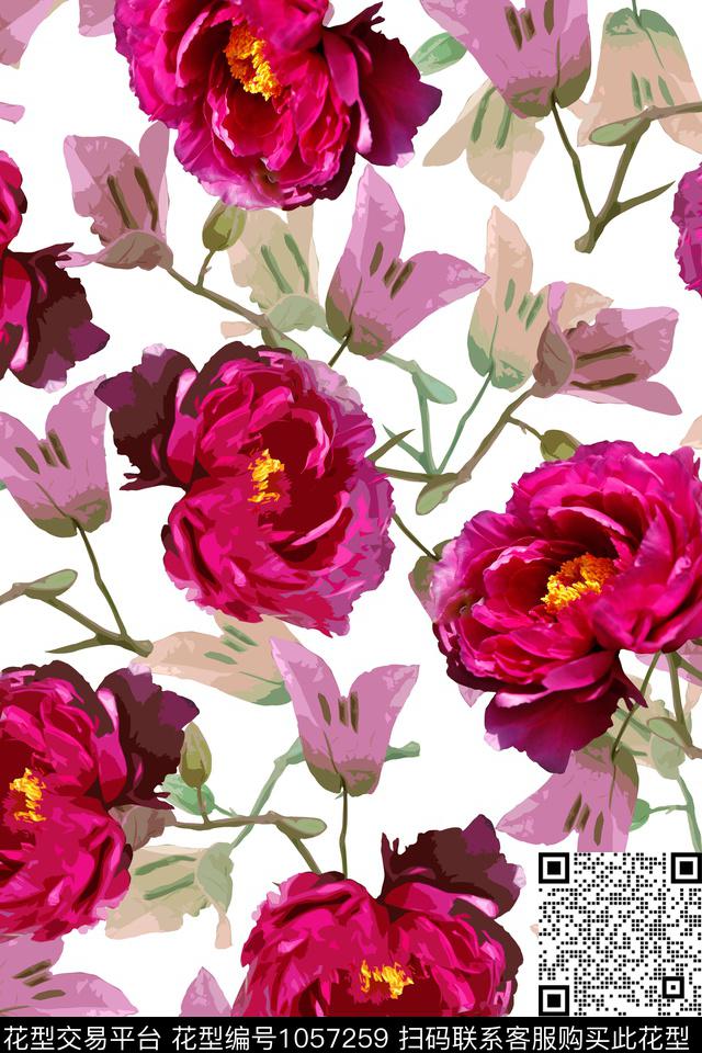 数码华亿平台春夏华亿平台花卉数码印花华亿平台下载（图片编号: 1057259） - 瓦栏（Walan）