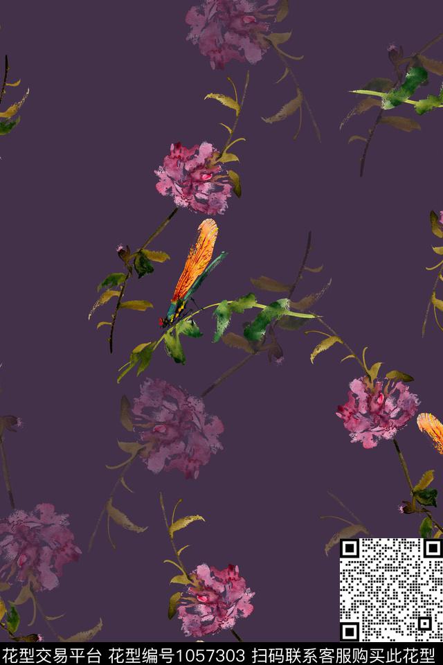 数码华亿平台手绘花卉花卉数码印花华亿平台下载（图片编号: 1057303） - 瓦栏（Walan）
