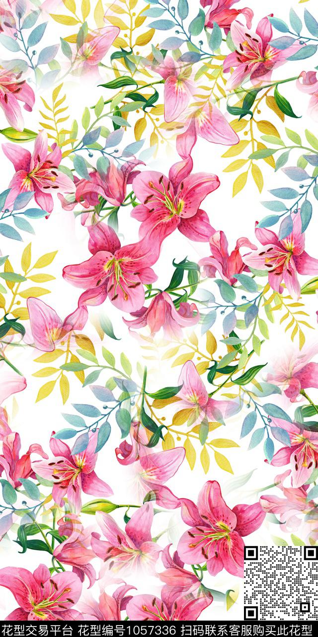 数码华亿平台水彩花卉女装数码印花华亿平台下载（图片编号: 1057336） - 瓦栏（Walan）