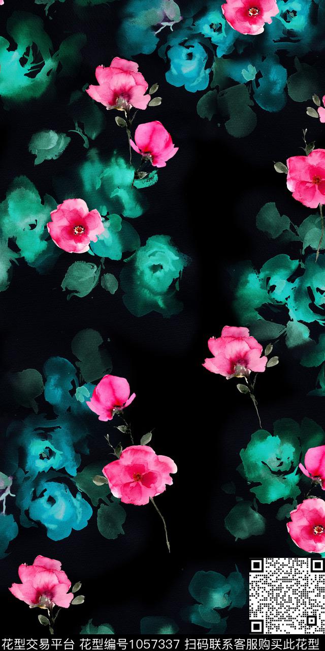 小碎花手绘花卉满版散花数码印花华亿平台下载（图片编号: 1057337） - 瓦栏（Walan）