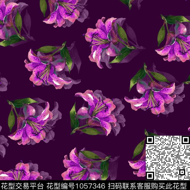 黑底花卉数码华亿平台民族风数码印花华亿平台下载（图片编号: 1057346） - 瓦栏（Walan）