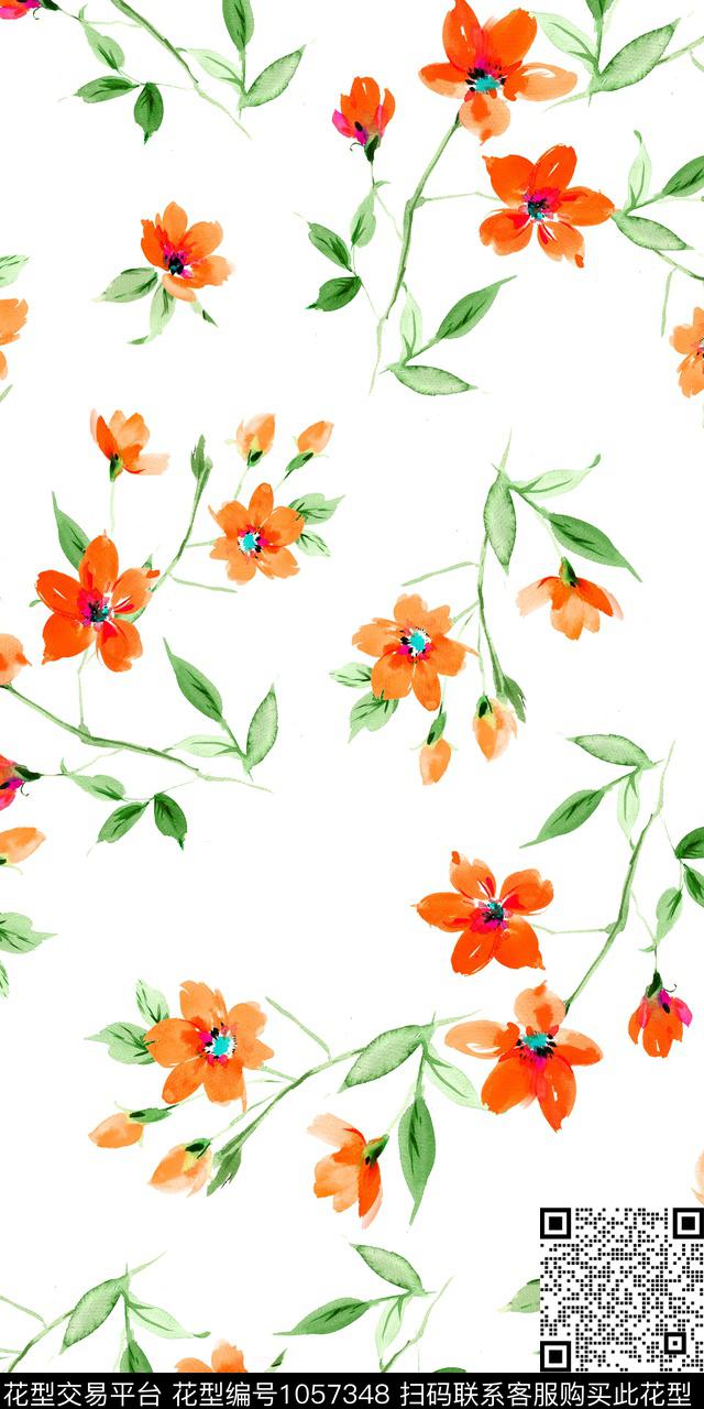 小碎花手绘花卉满版散花数码印花华亿平台下载（图片编号: 1057348） - 瓦栏（Walan）